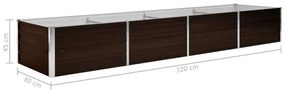 Canteiro elevado de jardim aço galvanizado 320x80x45cm castanho
