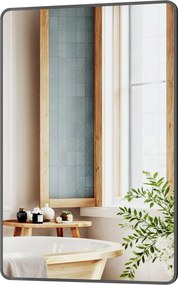 Espelho de casa de banho de parede retangular 91 x 61 cm com moldura de alumínio Preto