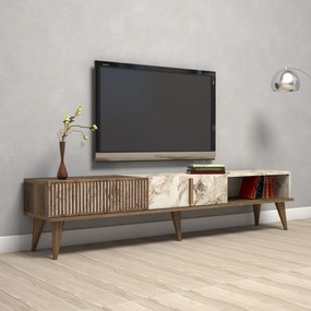 Móvel TV Milan – Nogueira/Branco – 180x40x35 cm