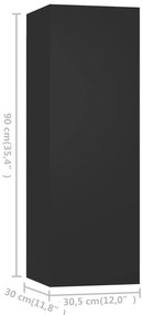 3 pcs conjunto de móveis de TV derivados de madeira preto