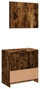 2 pcs conj. móveis casa de banho derivados madeira cor fumado