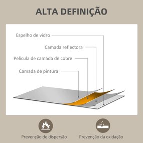 Espelho de Casa de Banho 70x90 cm Espelho de Parede Decorativo para Sala Entrada Corredor Horizontal ou Vertical Madeira