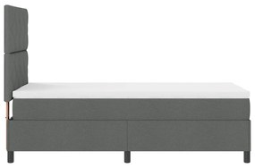 Cama Box Spring com Colchão Cinza Escuro de Solteiro Tecido