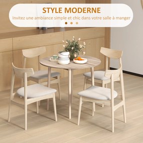 Mesa de jantar dobrável (CADEIRAS NÃO INCLUIDAS) com 2 abas mesa redonda extensível Ø 89 x 73,5H cm compacta, cor natural