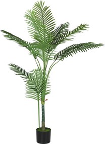 Planta artificial de interior com 150 cm, palmeira artificial com vaso de plástico e acabamento flocado, verde