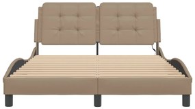 Estrutura cama c/ luzes LED 120x200 couro artificial cappuccino