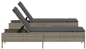 Espreguiçadeiras com almofadões 2 pcs vime PE cinzento