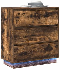 Criado-mudo com LED Carvalho Fumado 71x34,5x75 cm Madeira de Engenhari
