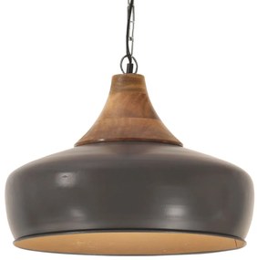 vidaXL Candeeiro teto industrial 35cm E27 ferro cinza e madeira maciça