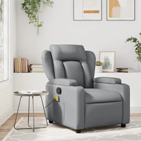 vidaXL Poltrona reclinável couro artificial cinzento