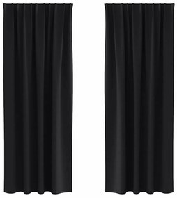 Cortinas com cortinas 2 pcs Preto 260 x 140 cm Poliéster