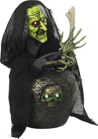 HOMCOM Bruxa de Mesa Animada para Halloween com Som de Risada, Olhos Iluminados e Ativação por Som/Toque | Aosom Portugal