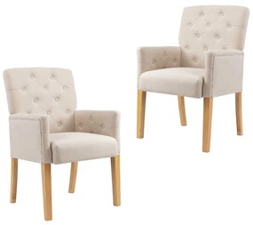 vidaXL Cadeiras de jantar com apoio de braços 2 pcs tecido bege
