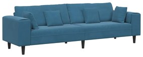Sofá de Veludo com almofada com travesseiro Azul 208 cm Veludo