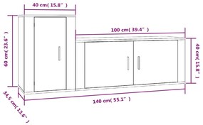 2 pcs conjunto móveis de TV derivados madeira branco brilhante