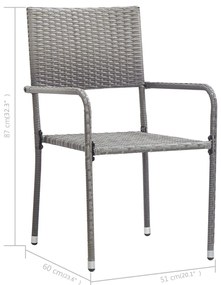 3 pcs conjunto de jantar para jardim cinzento