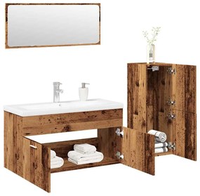 vidaXL 4 pcs conj. móveis casa banho derivados madeira madeira velha