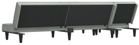 Sofá-cama em forma de L 255x140x70 cm veludo cinzento-claro