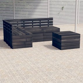 5 pcs conjunto lounge de paletes madeira pinho cinzento-escuro