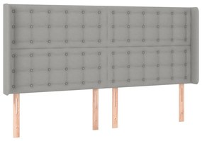 Cabeceira cama c/ luzes LED tecido 163x16x118/128cm cinza-claro