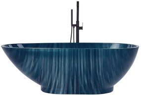 Banheira autónoma em acrílico azul marinho com efeito de mármore 170 x 80 cm RIOJA Beliani