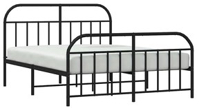 Estrutura de cama com cabeceira e pés 150x200 cm metal preto