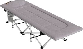 Outsunny Cama de camping dobrável com colchão e espreguiçadeira saco de armazenamento integrado dim. 185L x 65l x 37H cm cinza | Aosom Portugal