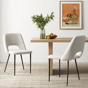 Conjunto de 2 cadeiras jantar e cozinha estofadas com 2 peças de altura de balcão Pernas de metal Costas ocas 48,5 x 57 x 85 cm Bege