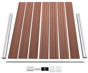 Conjunto painel de cerca 353x146 cm WPC castanho