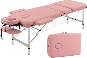 HOMCOM Marquesa de Massagem Dobrável em Alumínio com Altura Ajustável, Apoio de Cabeça e Estrutura Estável, Rosa | Aosom Portugal