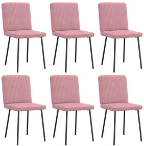 Cadeiras de jantar 6 pcs veludo rosa