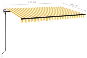 Toldo retrátil automático 450x300 cm amarelo e branco