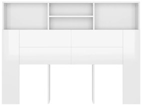 Armário de cabeceira 140x19x103,5 cm branco brilhante