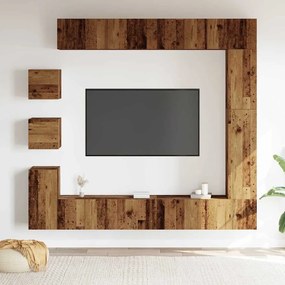 Conjunto de armário TV de parede 9 pcs madeira madeira velha