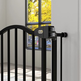 Barreira de Segurança para Cães com Largura Ajustável 74-94 cm e Extensão para Escadas e Portas Preto