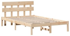 Estrutura de Cama com Cabeceira 135x190 cm Madeira Sólida de Pinho
