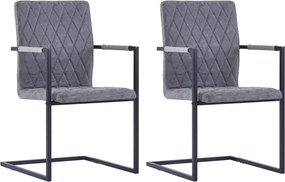 vidaXL Cadeiras de jantar cantilever 2pcs couro artif. cinzento-escuro
