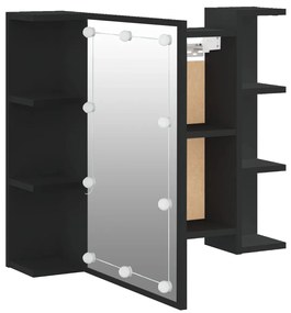 Armário espelhado com luzes LED 70x16,5x60 cm preto