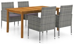 vidaXL 5 pcs conjunto de jantar para jardim cinzento