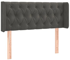 Cabeceira cama c/ luzes LED veludo 93x16x78/88cm cinza-escuro