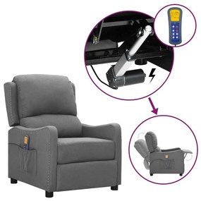 vidaXL Poltrona elevatória de massagens tecido cinzento-claro