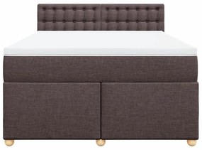 Cama com molas/colchão 160x200 cm tecido castanho-escuro