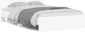 Estrutura de cama com cabeceira e luzes LED 120x190 cm branco
