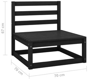 Sofá de centro para jardim madeira de pinho maciça preto