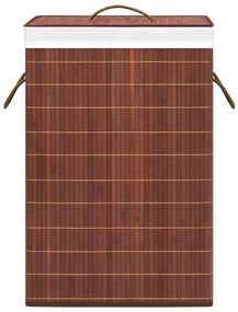 Cesto para roupa suja c/ 2 secções 72 L bambu castanho