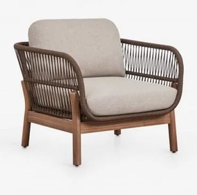 Poltrona De Jardim Em Madeira De Acácia E Corda Trançada Karvia Castanho Acácia & Tecido Castanho Avelã - Sklum
