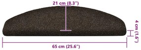 Tapetes de escada autoadesivos 30 pcs 65x21x4cm castanho-escuro