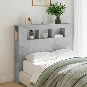 Cabeceira c/ LEDs 120x18,5x103,5 cm cinzento-cimento