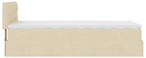Cama Otomana com colchão &amp; LEDs 90x200 cm tecido creme
