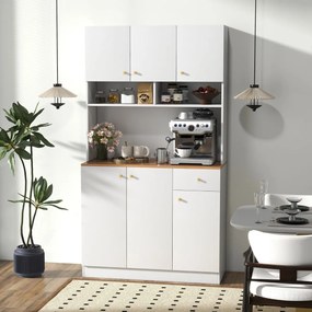Armário de Cozinha / despensa 100 x 40 x 181 cm com tomadas elétricas, portas USB Branco